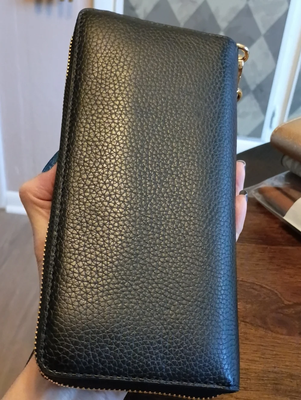 Michael Kors Black Leather large Wristlet Wallet organizer